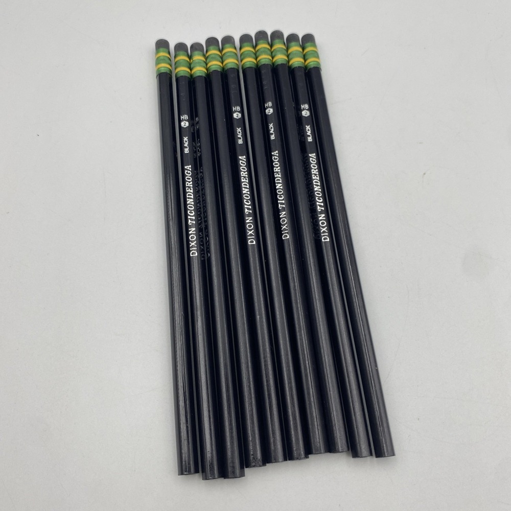 Lot of 10 Dixon Ticonderoga Black #2‎ HB Pencils Unsharpened